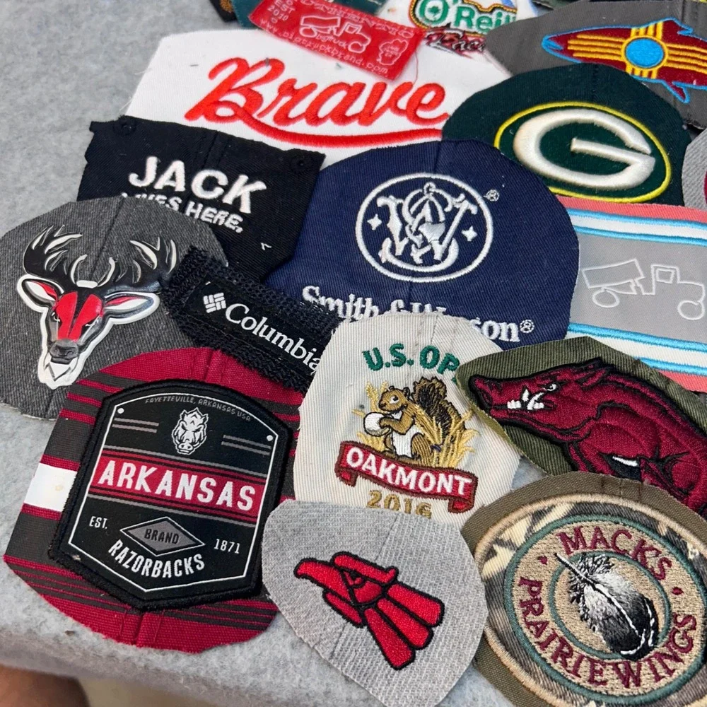 50+ Embroidered Hat Logo Lot Cutouts Crafts Quilting Upcycle Sports Brands